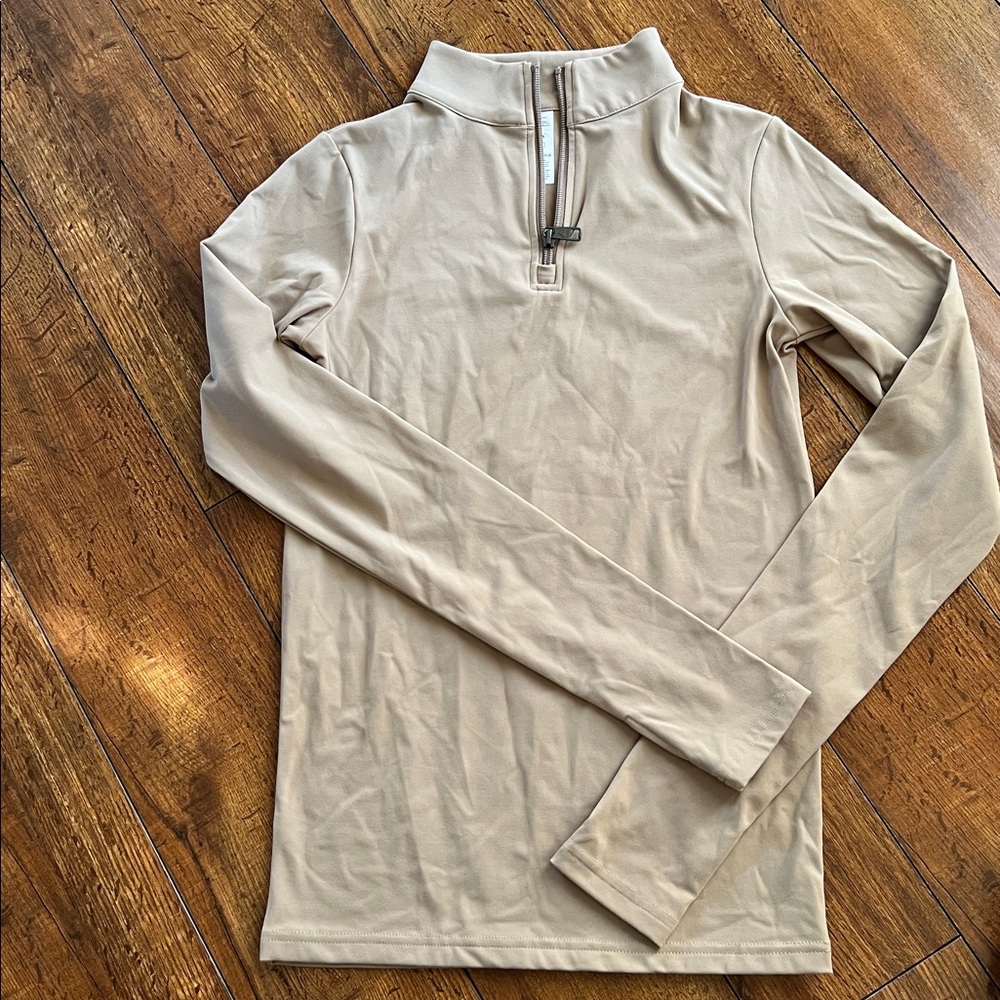 Beige Quarter-Zip Top